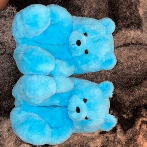 Blue Teddy Bear Slippers